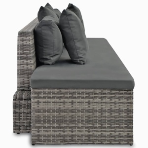 Set mobilier de grădină cu perne, 4 piese, gri, poliratan - Img 6