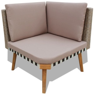 Set mobilier de grădină cu perne, 4 piese, gri, poliratan - Img 5