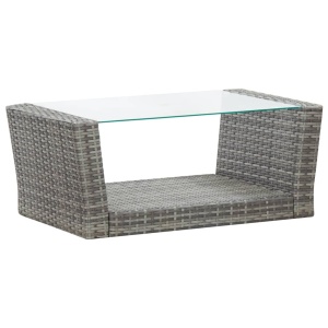 Set mobilier de grădină cu perne, 4 piese, gri, poliratan - Img 9