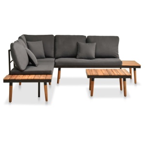 Set mobilier de grădină cu perne, 4 piese, lemn masiv de acacia - Img 2