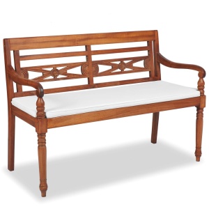 Set mobilier de grădină cu perne, 4 piese, lemn masiv de tec - Img 8