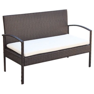 Set mobilier de grădină cu perne, 4 piese, maro, poliratan - Img 4