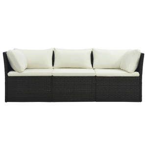 Set mobilier de grădină cu perne, 4 piese, maro, poliratan - Img 5