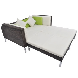Set mobilier de grădină cu perne, 4 piese, maro, poliratan - Img 5