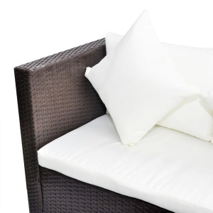 Set mobilier de grădină cu perne, 4 piese, maro, poliratan - Img 6
