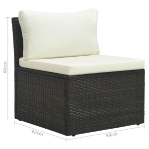 Set mobilier de grădină cu perne, 4 piese, maro, poliratan - Img 11