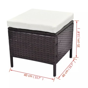 Set mobilier de grădină cu perne, 4 piese, maro, poliratan - Img 11