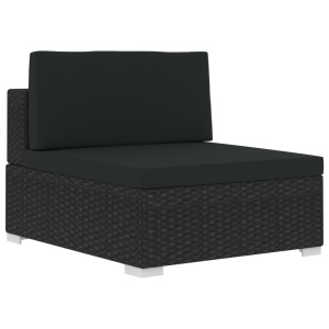 Set mobilier de grădină cu perne, 4 piese, negru, poliratan - Img 6
