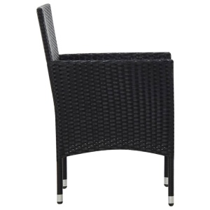 Set mobilier de grădină cu perne, 4 piese, negru, poliratan - Img 6