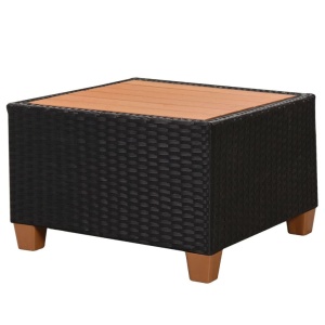 Set mobilier de grădină cu perne, 4 piese, negru, poliratan - Img 7