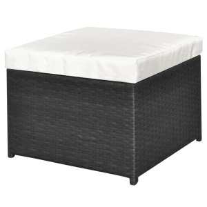 Set mobilier de grădină cu perne, 4 piese, negru, poliratan - Img 7