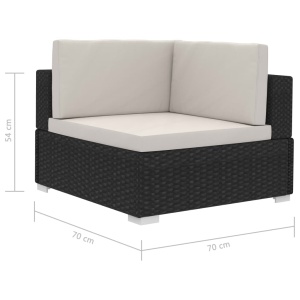 Set mobilier de grădină cu perne, 4 piese, negru, poliratan - Img 9