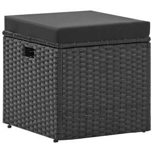 Set mobilier de grădină cu perne, 4 piese, negru, poliratan - Img 10