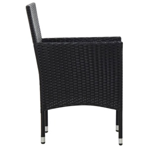 Set mobilier de grădină cu perne, 4 piese, negru, poliratan - Img 12