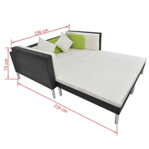 Set mobilier de grădină cu perne, 4 piese, negru, poliratan - Img 9