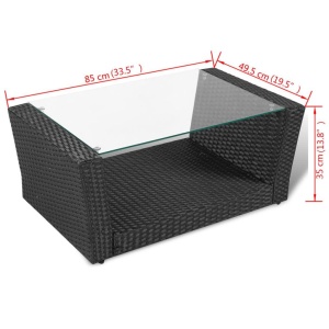 Set mobilier de grădină cu perne, 4 piese, negru, poliratan - Img 9