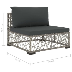 Set mobilier de grădină cu perne, 5 piese, gri, poliratan - Img 11