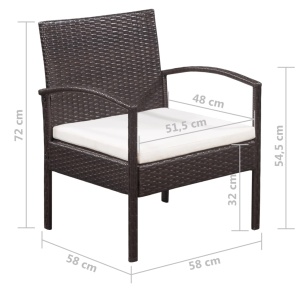 Set mobilier de grădină cu perne, 5 piese, maro, poliratan - Img 7
