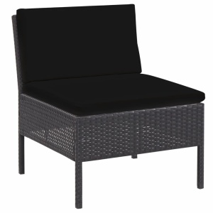 Set mobilier de grădină cu perne, 5 piese, negru, poliratan - Img 3