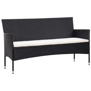 Set mobilier de grădină cu perne, 5 piese, negru, poliratan - Img 3