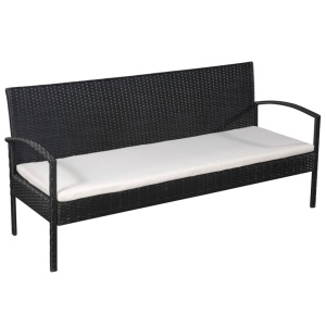 Set mobilier de grădină cu perne, 5 piese, negru, poliratan - Img 4