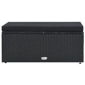 Set mobilier de grădină cu perne, 5 piese, negru, poliratan - Img 10