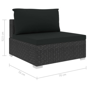 Set mobilier de grădină cu perne, 5 piese, negru, poliratan - Img 11