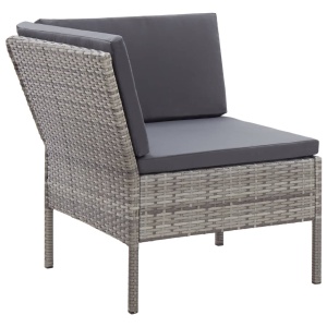 Set mobilier de grădină cu perne, 6 piese, gri, poliratan - Img 7