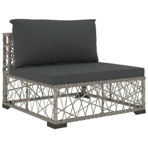 Set mobilier de grădină cu perne, 6 piese, gri, poliratan - Img 8