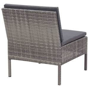 Set mobilier de grădină cu perne, 6 piese, gri, poliratan - Img 11