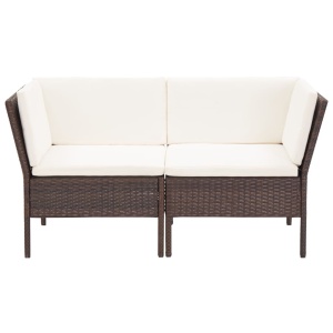 Set mobilier de grădină cu perne, 6 piese, maro, poliratan - Img 4