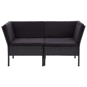 Set mobilier de grădină cu perne, 6 piese, negru, poliratan - Img 4