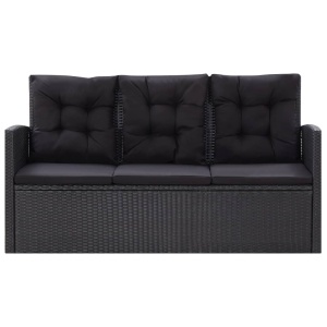 Set mobilier de grădină cu perne, 6 piese, negru, poliratan - Img 4
