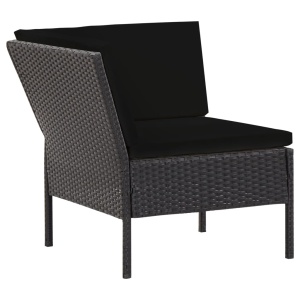 Set mobilier de grădină cu perne, 6 piese, negru, poliratan - Img 6