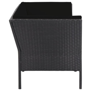 Set mobilier de grădină cu perne, 6 piese, negru, poliratan - Img 8