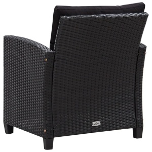 Set mobilier de grădină cu perne, 6 piese, negru, poliratan - Img 7