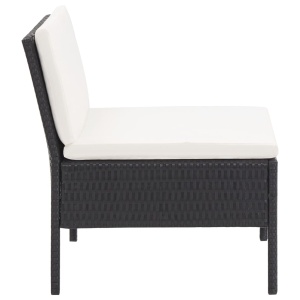 Set mobilier de grădină cu perne, 6 piese, negru, poliratan - Img 11