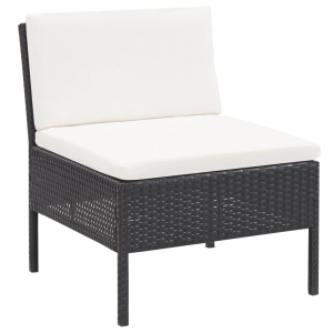 Set mobilier de grădină cu perne, 6 piese, negru, poliratan - Img 9