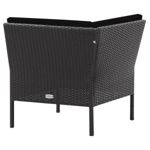 Set mobilier de grădină cu perne, 6 piese, negru, poliratan - Img 12
