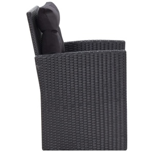 Set mobilier de grădină cu perne, 6 piese, negru, poliratan - Img 12