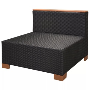 Set mobilier de grădină cu perne, 6 piese, negru, poliratan - Img 10