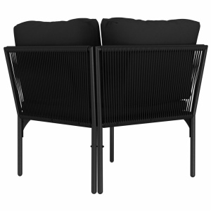 Set mobilier de grădină cu perne, 6 piese, negru, PVC - Img 11