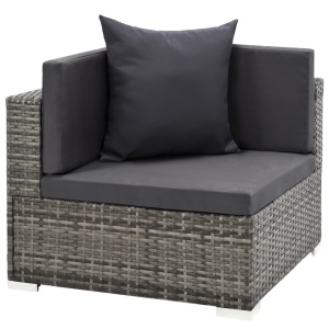 Set mobilier de grădină cu perne, 7 piese, gri, poliratan - Img 5