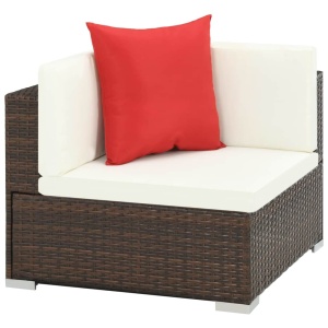 Set mobilier de grădină cu perne, 7 piese, maro, poliratan - Img 4