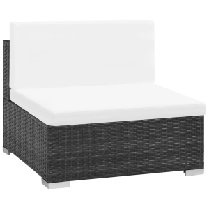 Set mobilier de grădină cu perne, 7 piese, negru, poliratan - Img 8