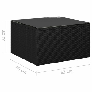 Set mobilier de grădină cu perne, 7 piese, negru, poliratan - Img 11