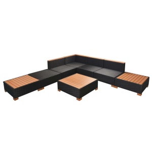 Set mobilier de grădină cu perne, 8 piese, negru, poliratan - Img 6