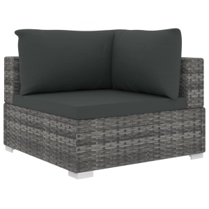 Set mobilier de grădină cu perne, 9 piese, gri, poliratan - Img 4