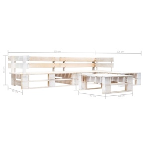Set mobilier de grădină din paleți, 4 piese, alb, lemn - Img 3