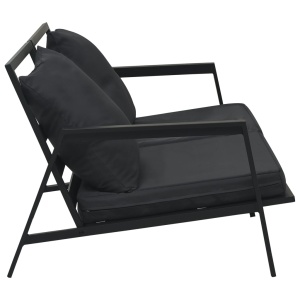 Set mobilier grădină cu perne, 4 piese, gri, inchis aluminiu - Img 4